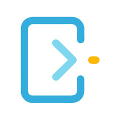 Blue exit sign icon on a White Background