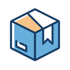 Isometric delivery box illustration with soft colors on White Background