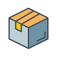 Minimalist vector illustration of closed cardboard box on White