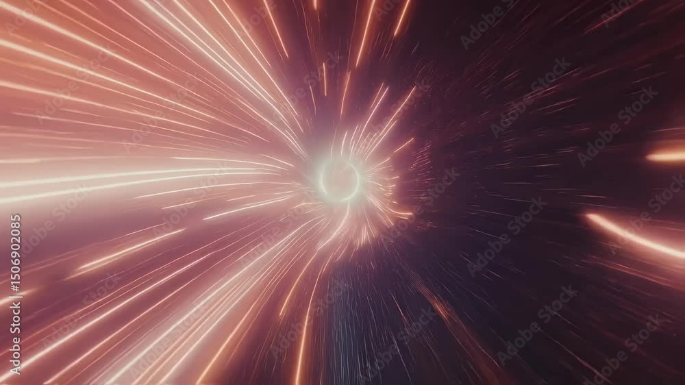 Poster circular portal pulsating with luminous streaks, warping dimensional boundaries and bending spatial 