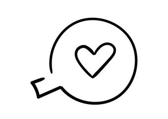 手書き風のハートのイラスト　ふきだしにハート