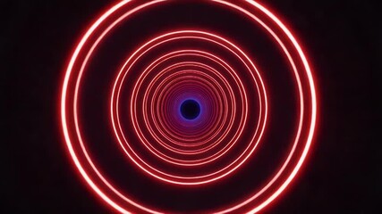 Abstract neon tunnel with concentric circles - Powered by Adobe