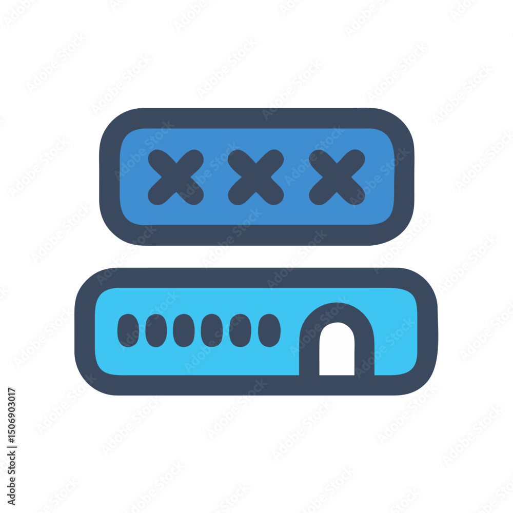 Poster password authentication and security icon with user interface elements