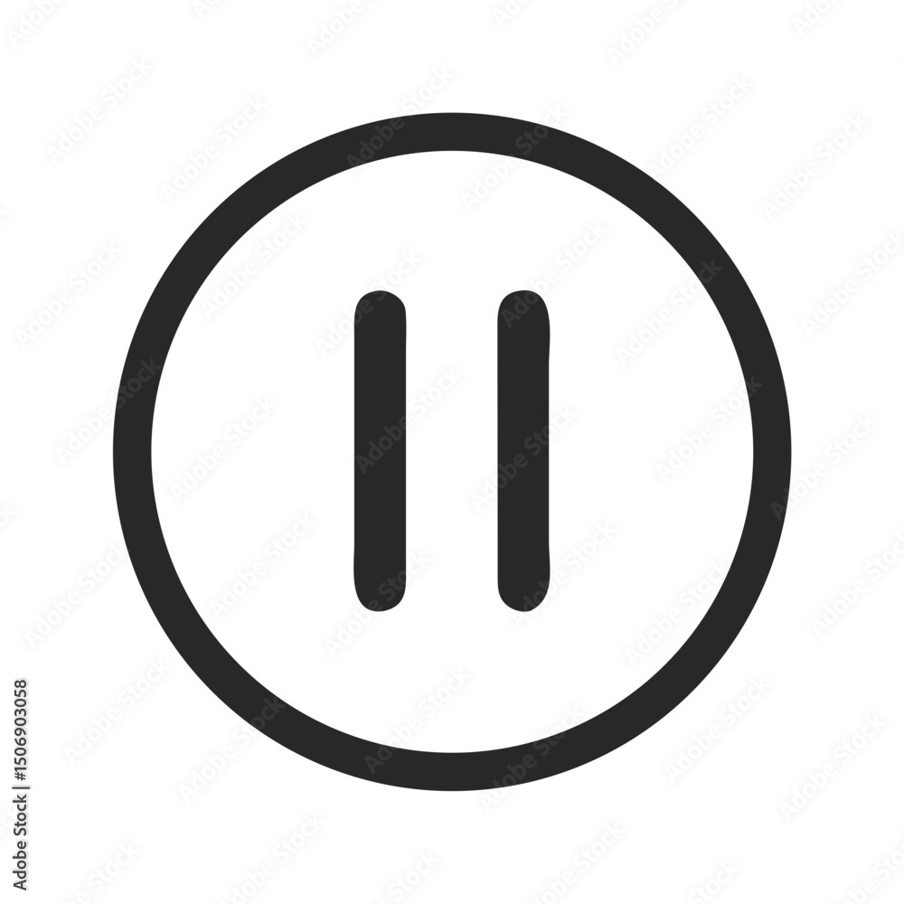 Poster simple dark gray pause icon centered on white background