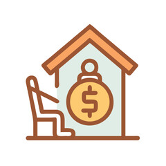 Retirement home financial security illustration in flat design style