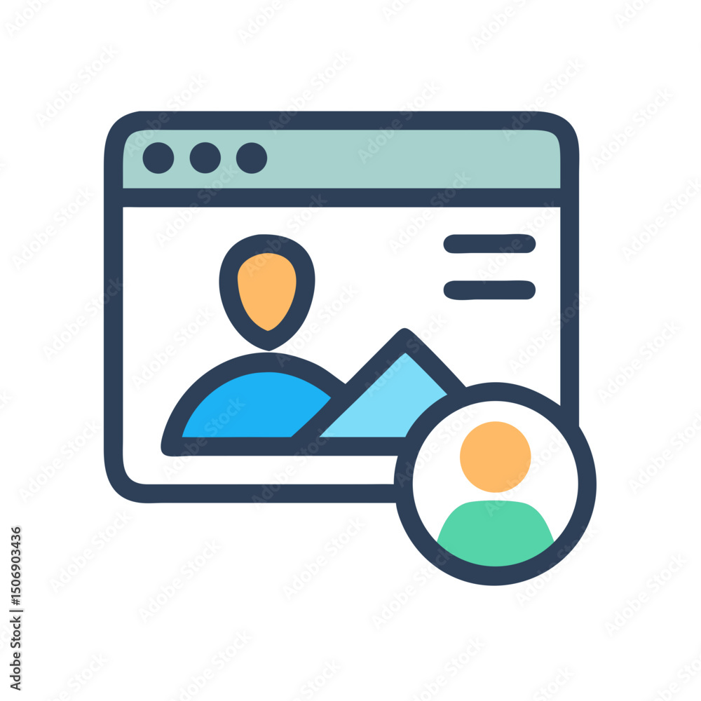 Poster webpage with profile image for account management concept