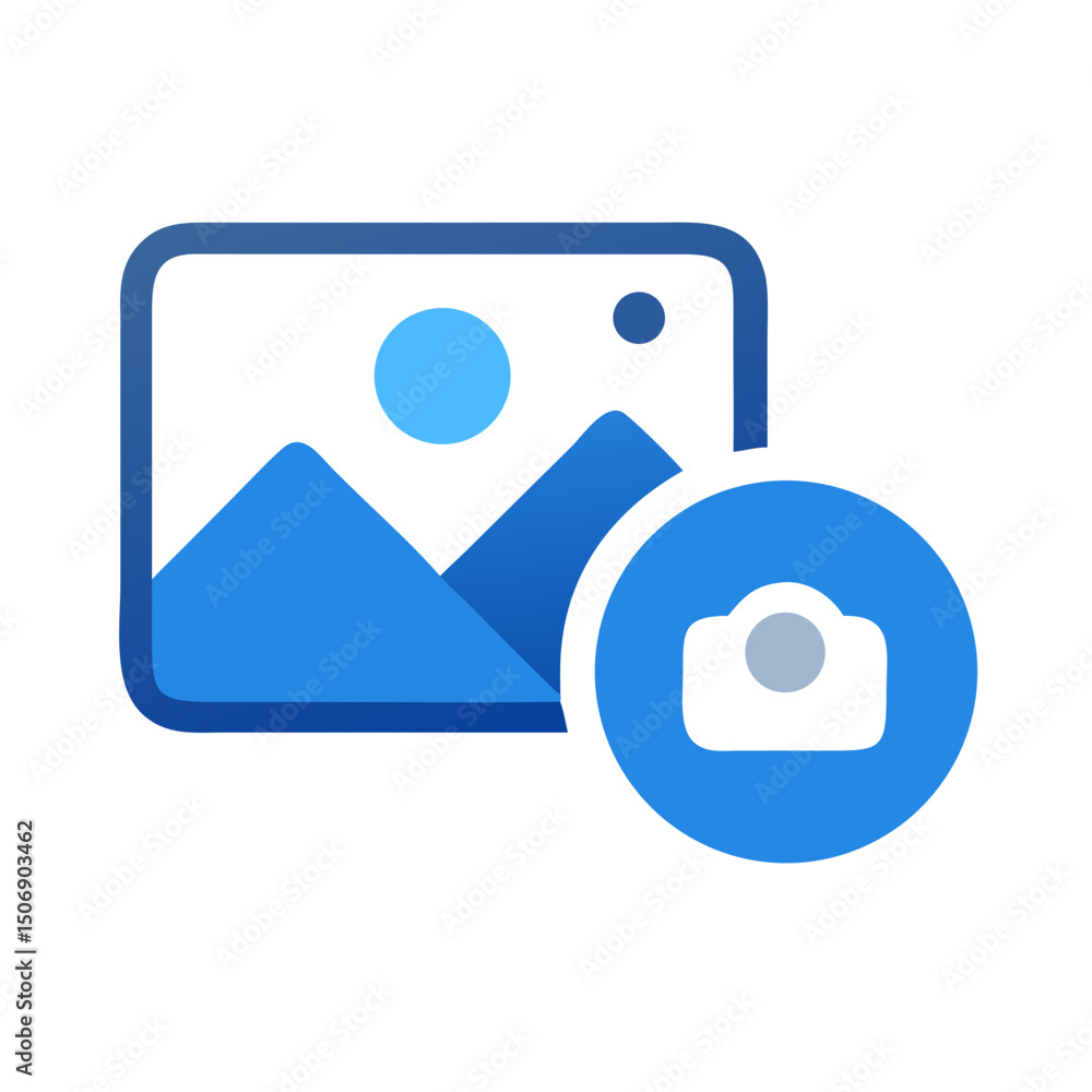 Poster vector image icon with camera symbol for multimedia content