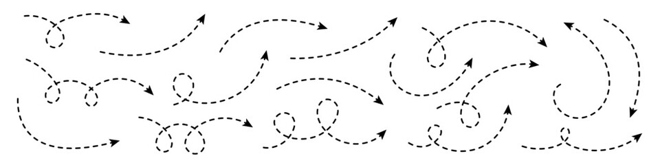 Collection of dashed curved arrows.