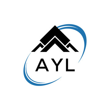 AYL Real Estate Logo with Stylized Roof and Dynamic Swirl &ndash; Vector Icon. AYL Letter Logo.
