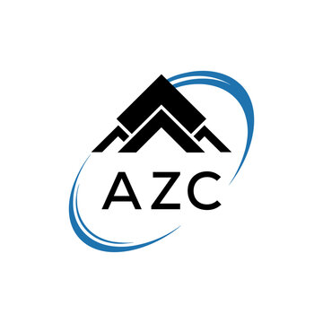 AZC Real Estate Logo with Stylized Roof and Dynamic Swirl &ndash; Vector Icon. AZC Letter Logo.

