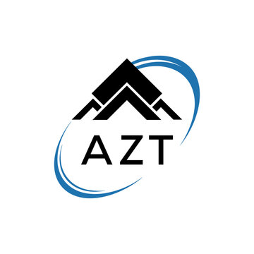 AZT Real Estate Logo with Stylized Roof and Dynamic Swirl &ndash; Vector Icon. AZT Letter Logo.
