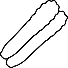 Mozzarella Sticks Cheesy Appetizer Snack Line Art Vector Illustration