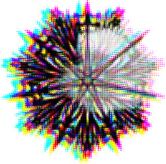 Star dot mandala with rainbow multi-outline. Text sector is highlighted. Vector.