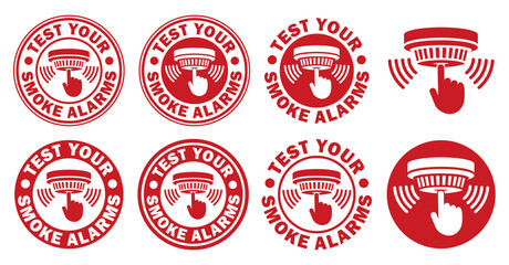 Test your smoke alarms. Smoke detector icon symbol. Fire alarm logo sign. Fire safety equipment. Vector illustration image. Isolated on white background.