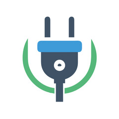Electric plug and green arc on the White Background