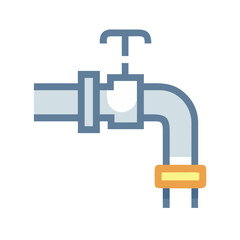 Stylized water tap illustration against a clean White Background