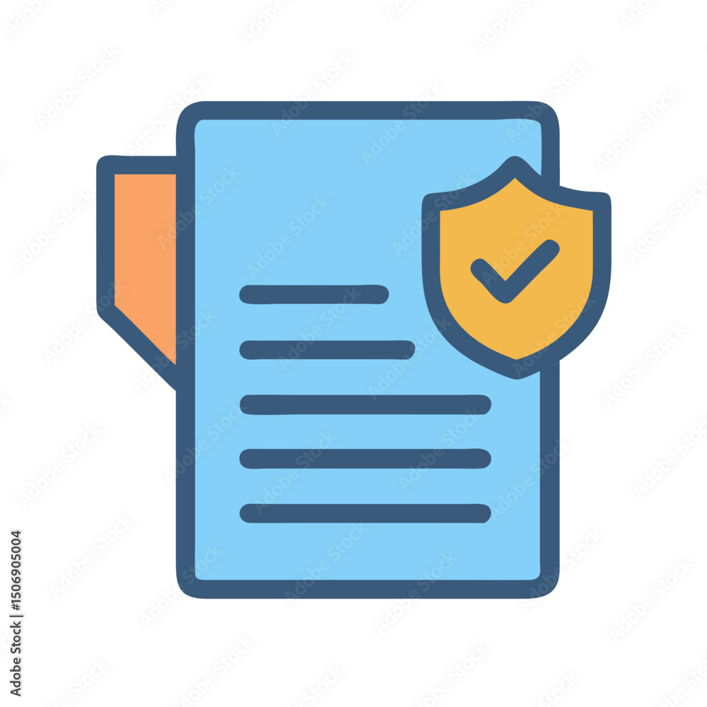Poster protected document with shield showing tick flat design icon