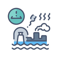 Pollution from factory industrial emission affecting water and environment