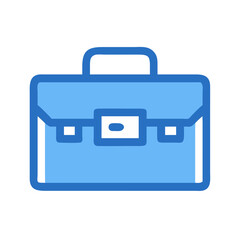 Blue briefcase icon isolated on White for business concept
