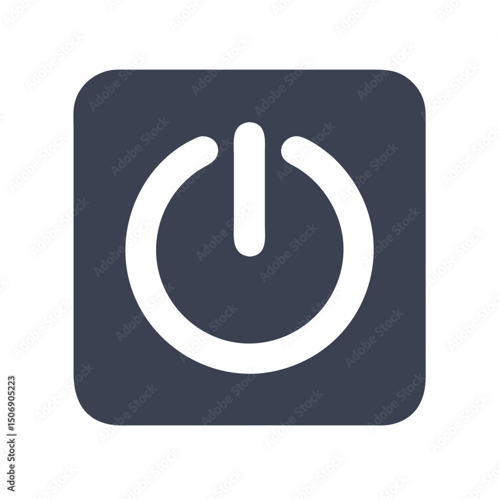 Poster modern power button icon on square shape design