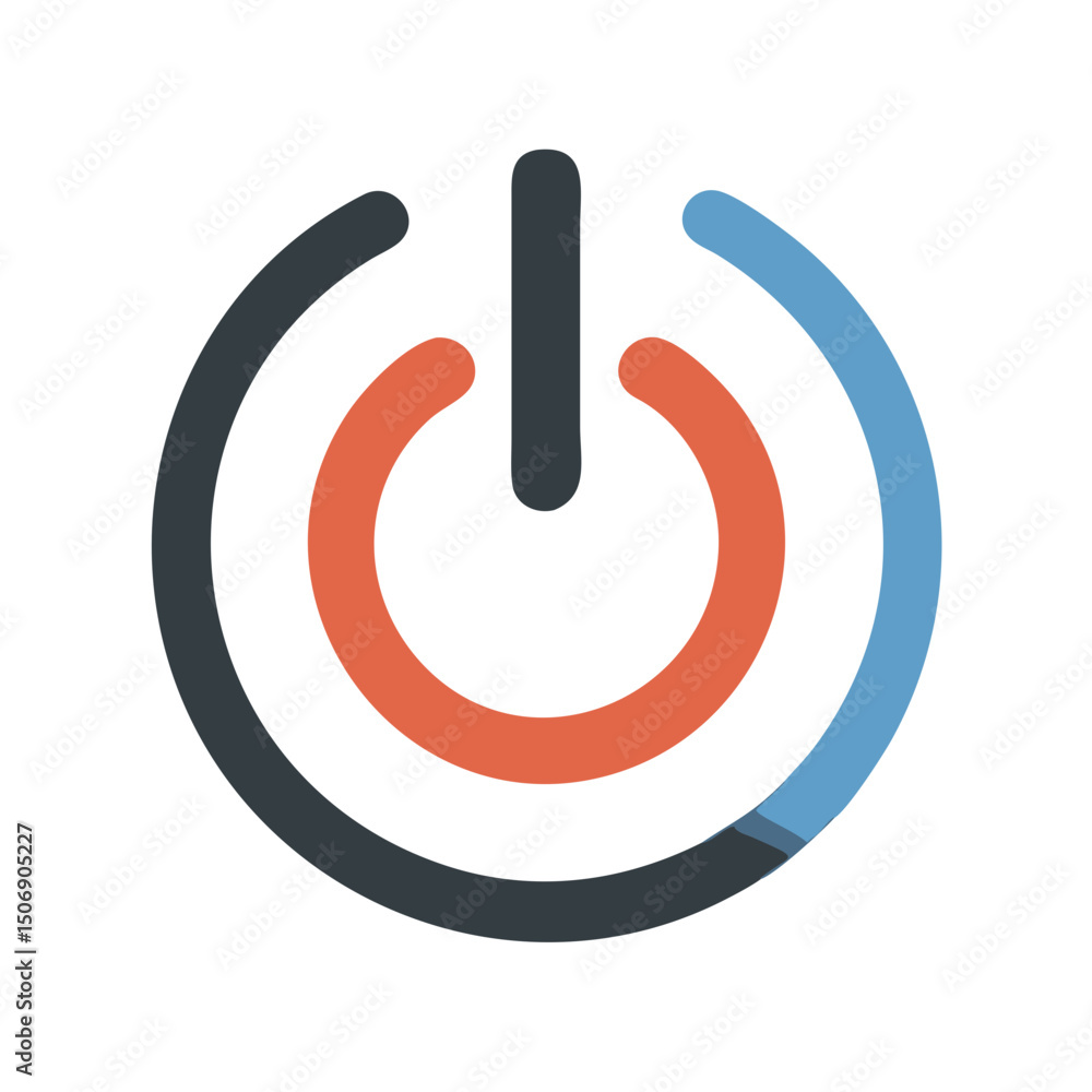 Poster modern power button icon with layered colorful graphic design