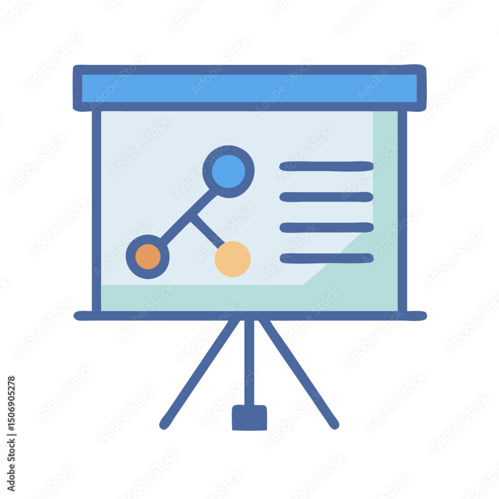 Poster data analysis presentation on flip chart with line chart