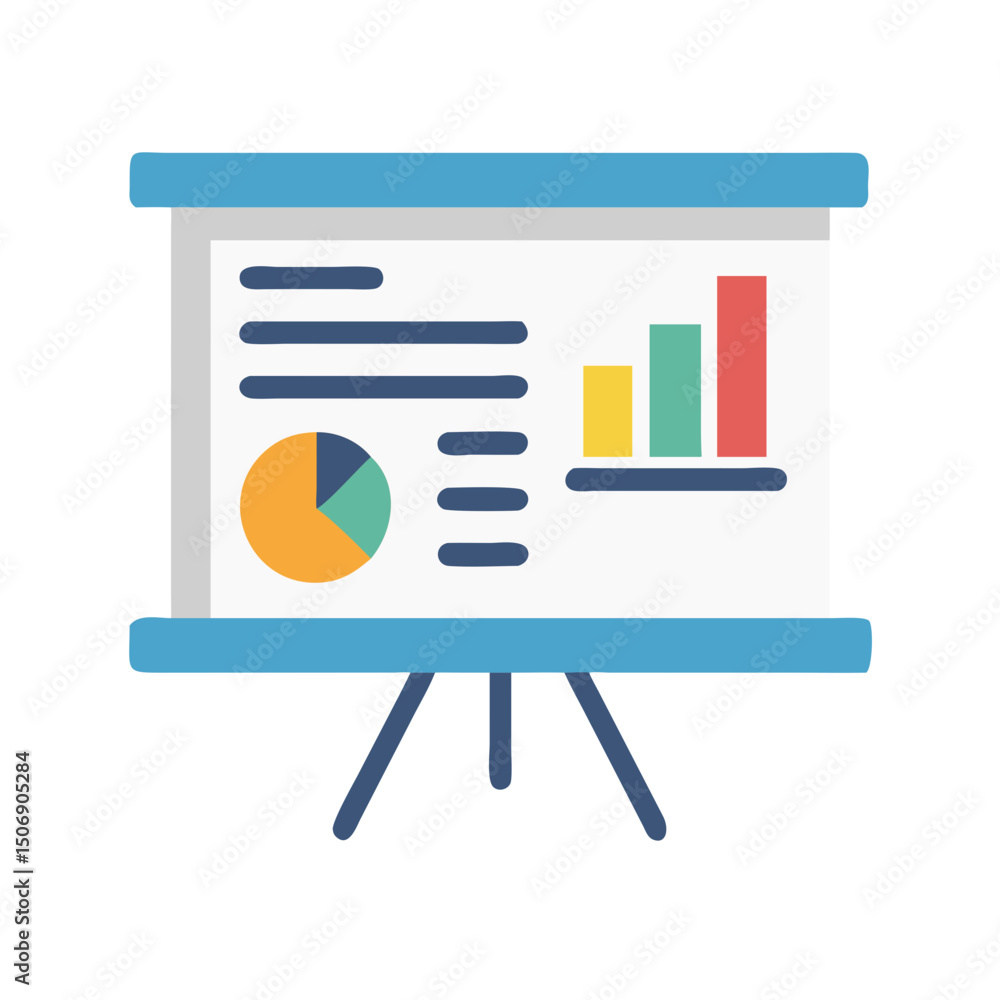 Poster presentation whiteboard with colorful chart and diagram for business