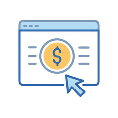 Online Payment Gateway with Dollar Coin and Cursor Illustration