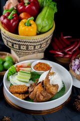 Malon  with rice, taditional food black background