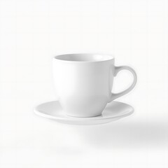 Obraz premium A simple white ceramic coffee cup and saucer set on a white background