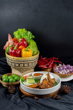 Malon  with rice, taditional food black background