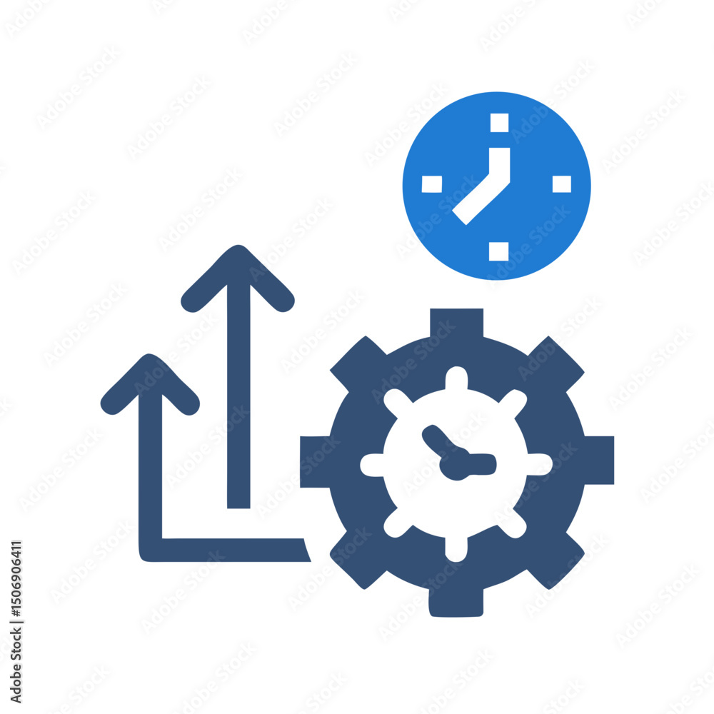 Poster time management and productivity icons symbolizing efficiency improvements process