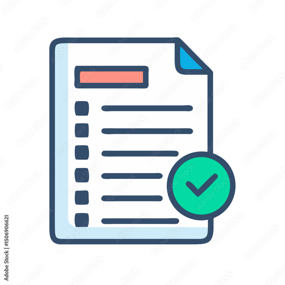 Poster digital checklist document with checkmark icon for task completion