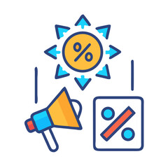 Discount promotion with megaphone on a White Background graphic