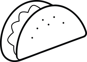 Pulled Jackfruit Taco Vector Line Art for Vegan, Plant-Based, and Mexican Menu Design