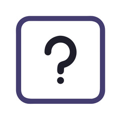 Purple question mark icon enclosed in square against black