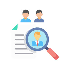 Hiring process graphic illustration showing candidate research and selection