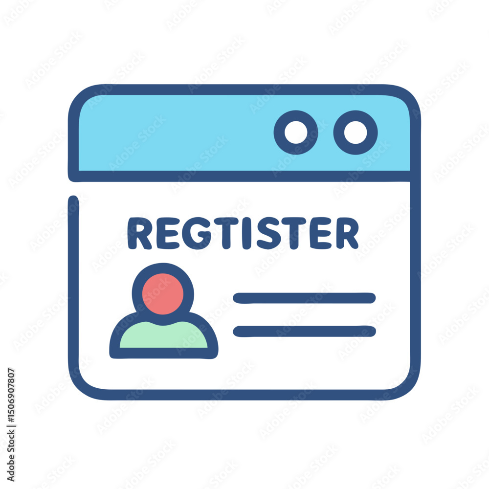 Poster web registration form icon in minimal flat design style