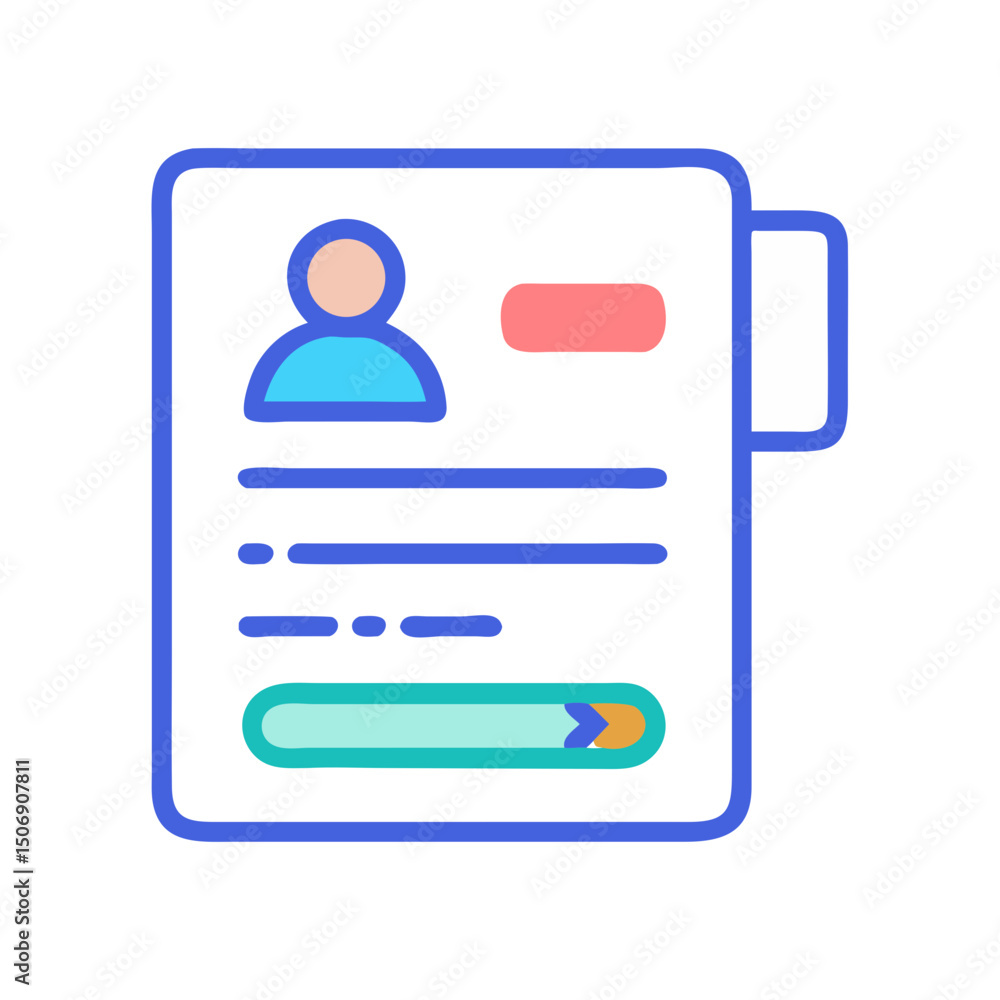 Poster stylized profile card icon for user interface design