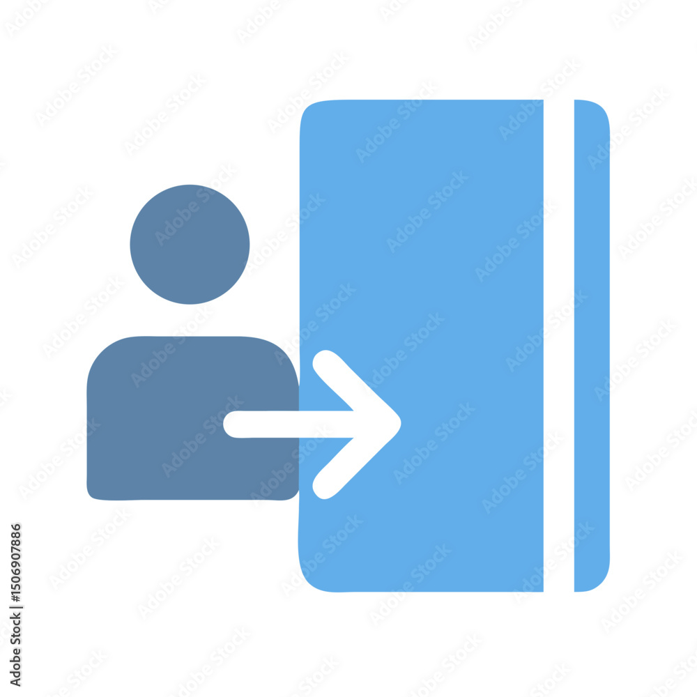 Poster user login icon with directional arrow entering interface portal
