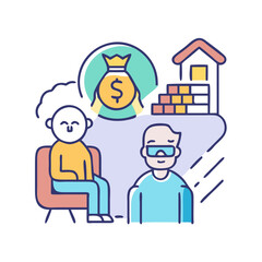 Investment advice meeting for home purchase vector illustration graphic