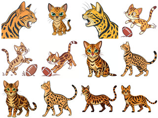 Bengal cat vector illustration isolated on white background.