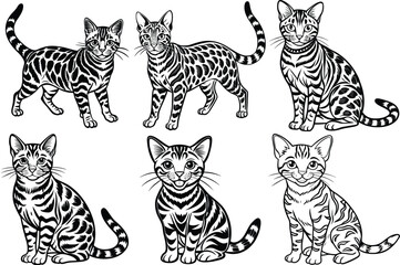 Bengal cat silhouette vector illustration isolated on white background.