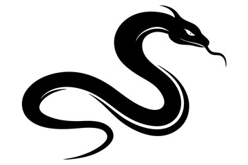 Fototapeta premium Black Snake Illustration Isolated on White Snake Silhouette Reptile Graphic