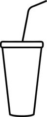 Soft Drink with Straw Vector Line Art for Fast Food Menus and Takeaway Drink Branding