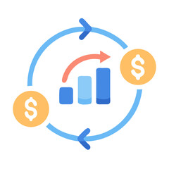 Money circulation and business growth concept in graphic style