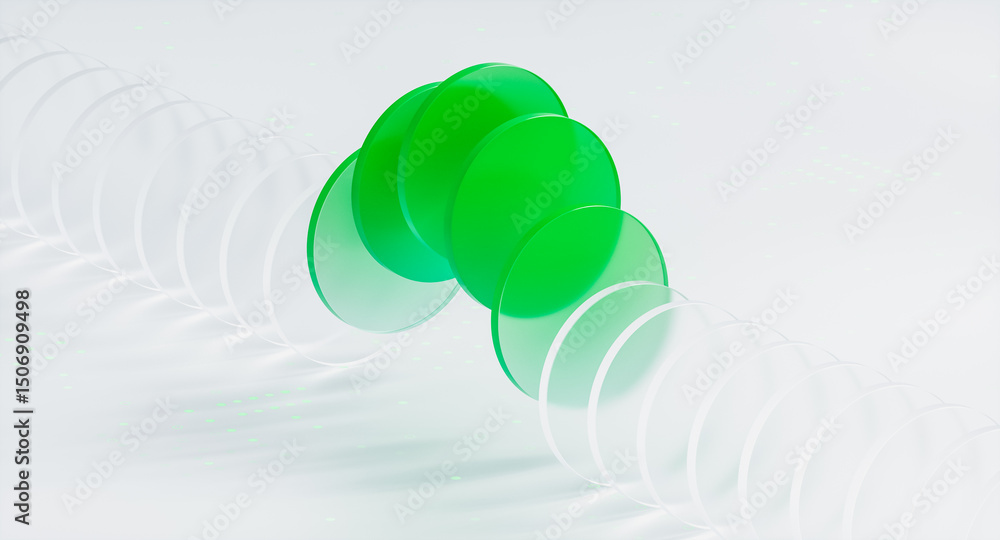 Aufkleber abstract visualising of green artificial intelligence sustainable concept on white background.