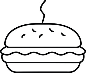 Spicy Meatloaf Slider Vector Line Art for Comfort Food Menus and Pub Snack Branding