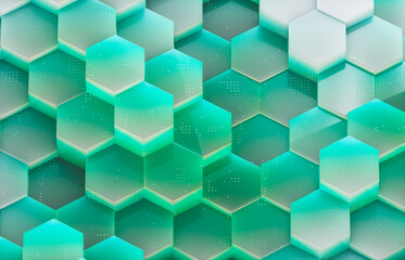 Digital technology background with glossy geometric hexagonal pattern.