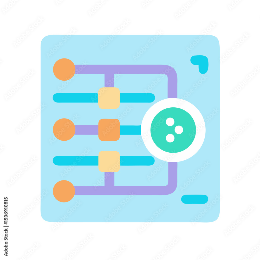 Poster flat design data flow diagram visualization process illustration